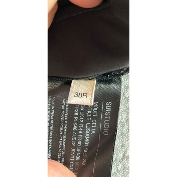 SUISTUDIO Wool Jumper Charcoal Gray Wool Stripes Lined Wide Leg - Picture 12 of 15